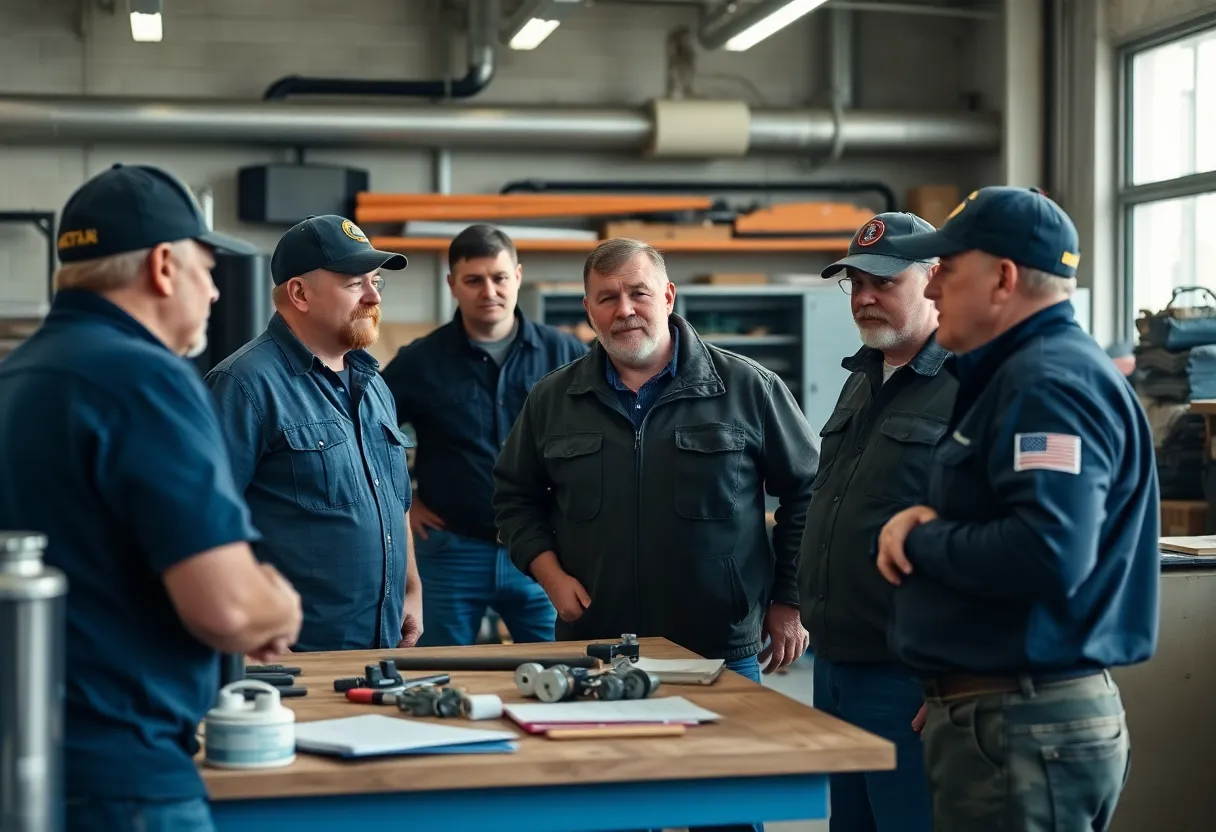 Veterans participating in a business workshop on blue collar entrepreneurship.