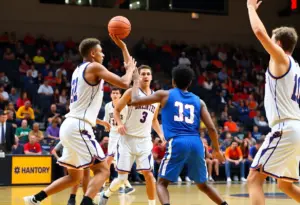 Villanova Wildcats team celebrating after winning the Big Five Classic