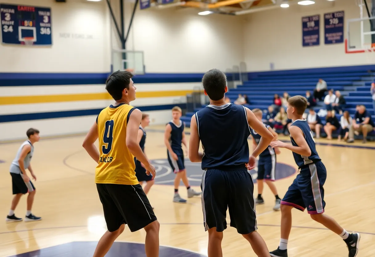 West Philadelphia Speedboys basketball players in action during a game.