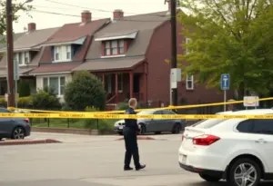 Police at the scene of a stabbing incident in West Philadelphia