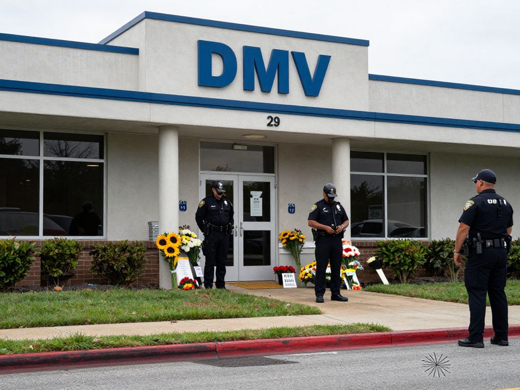 Scene outside Wilmington DMV following shooting incident