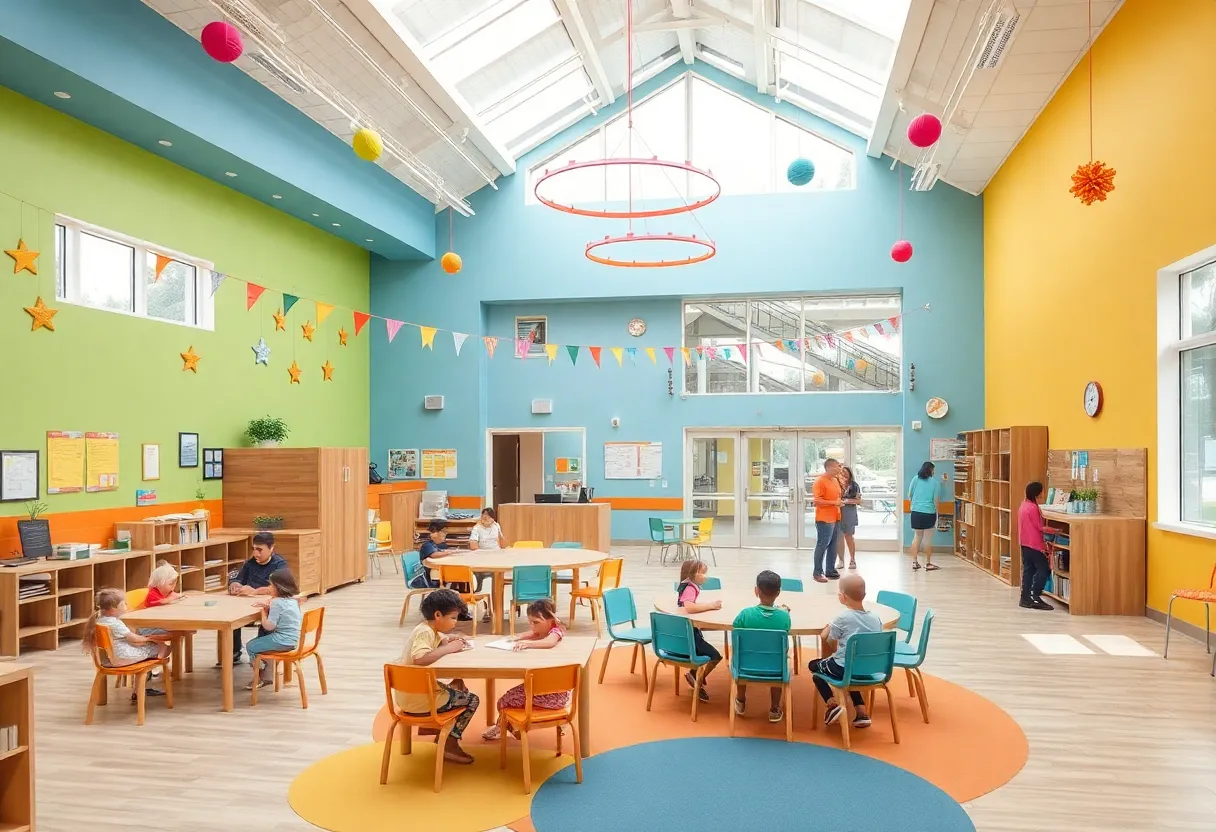Interior of the Wishing Place, a new headquarters for Make-A-Wish Philadelphia, showcasing colorful and inviting spaces for families.