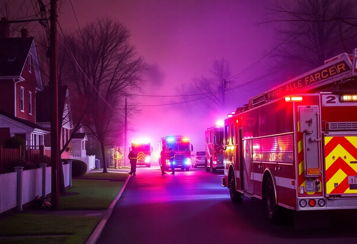 Firefighters at the scene of a fire in Wynnefield, Philadelphia