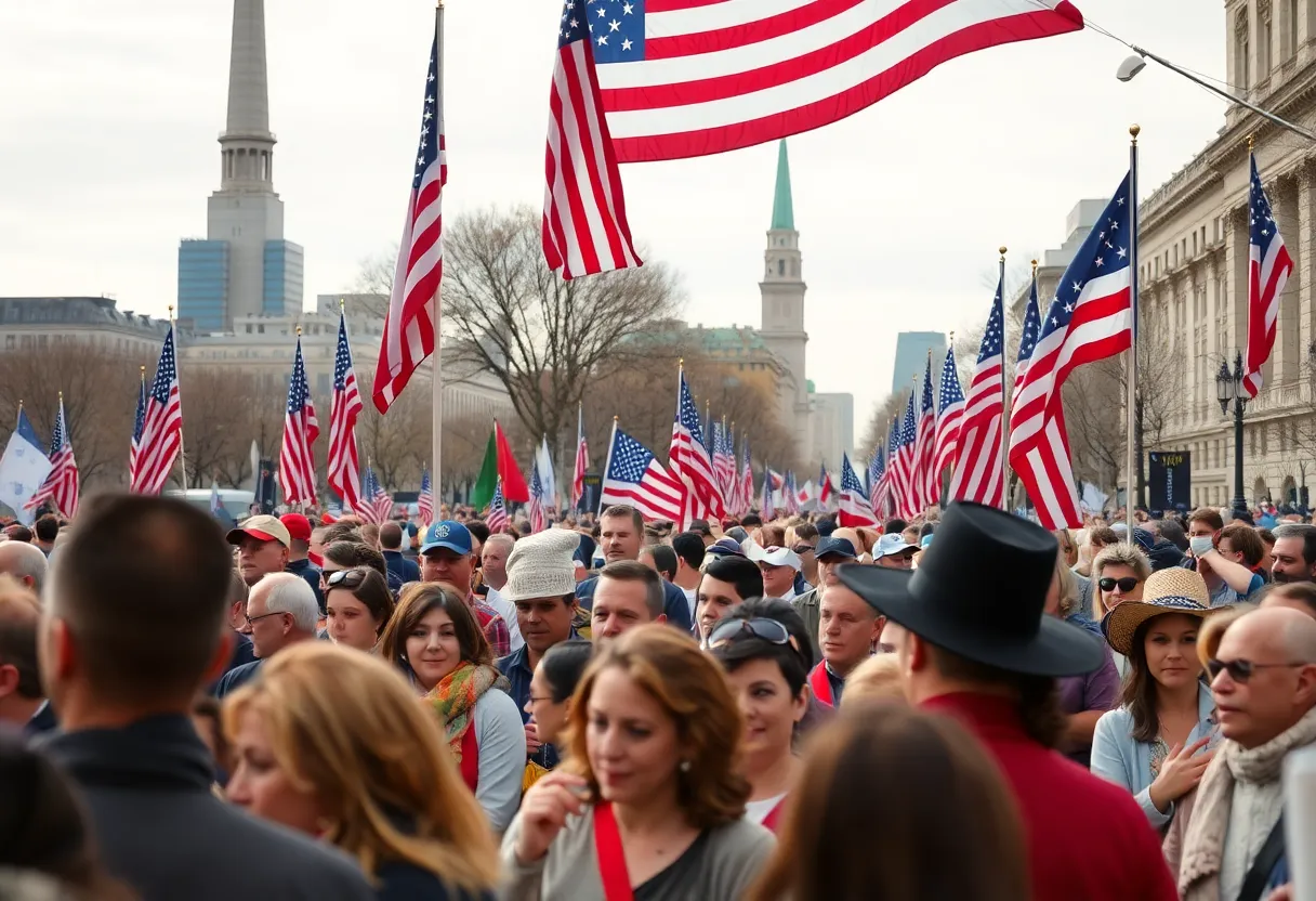 Community gathering celebrating America250 with Philadelphia landmarks