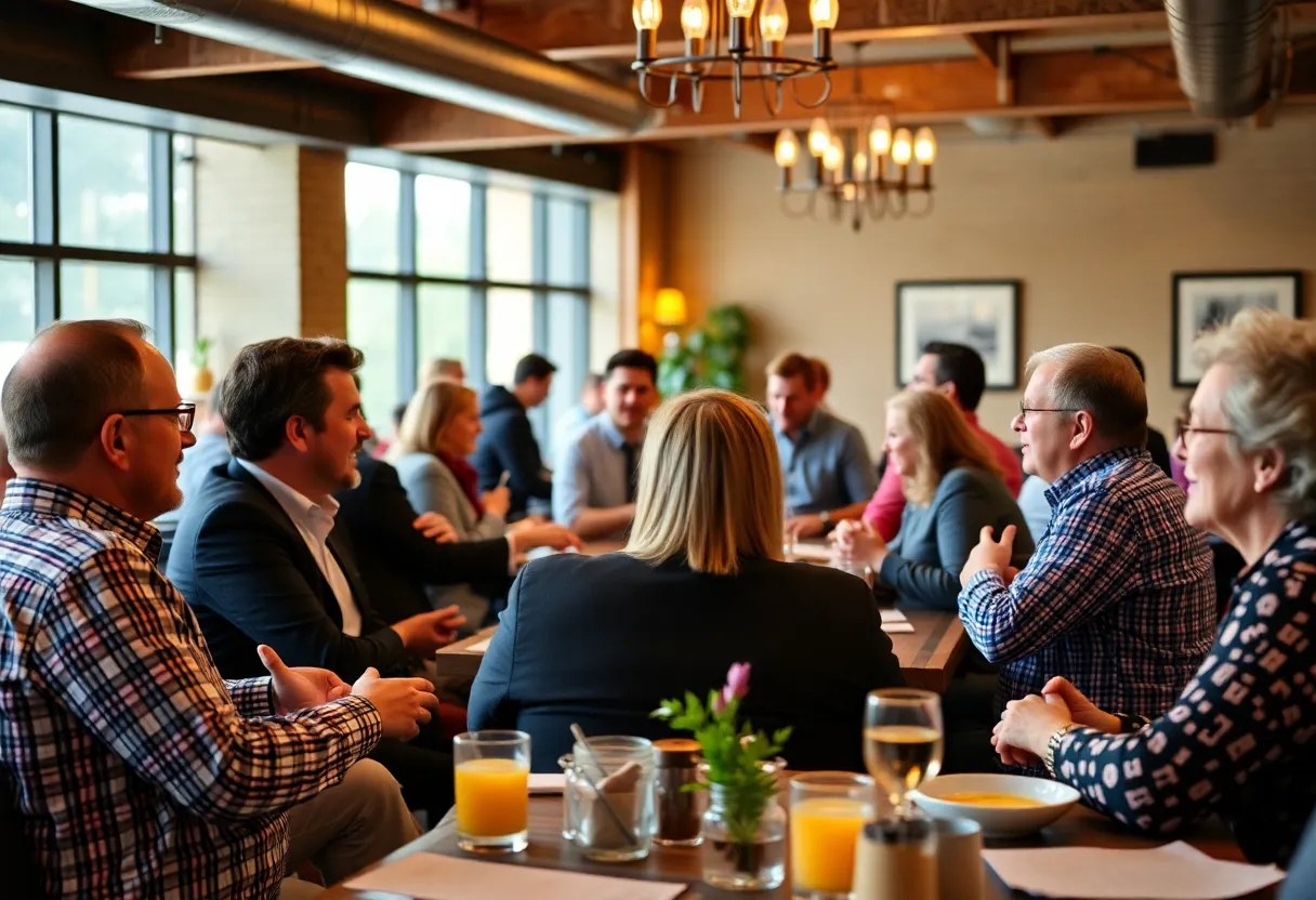 Attendees networking at the Ardmore Business Association Annual Breakfast Meeting