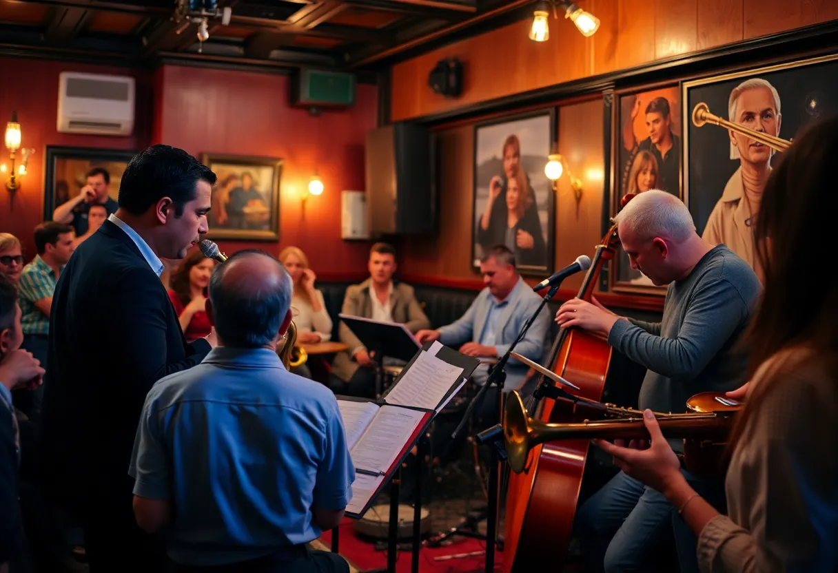 Jazz musicians performing live at Chris' Jazz Café in Philadelphia.
