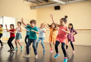 Children dancing in a workshop
