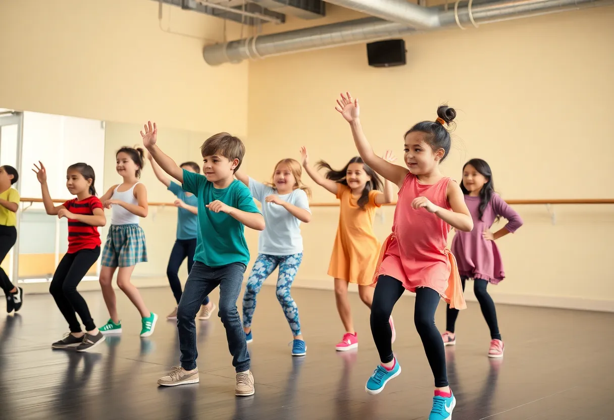 Children dancing in a workshop