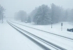 Heavy snowfall in Bucks County during winter storm