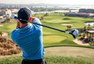 Golfer using Callaway Quantum drivers on the 8th hole at Emirates Golf Club