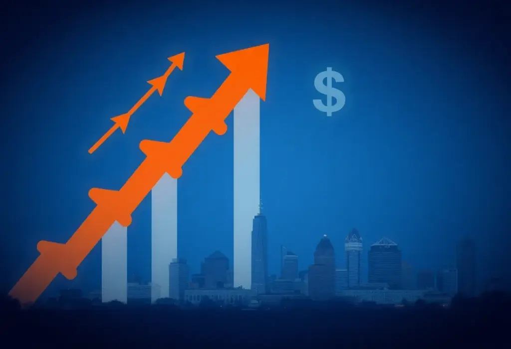 Visual representation of economic optimism with symbols of growth