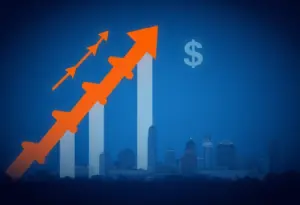 Visual representation of economic optimism with symbols of growth