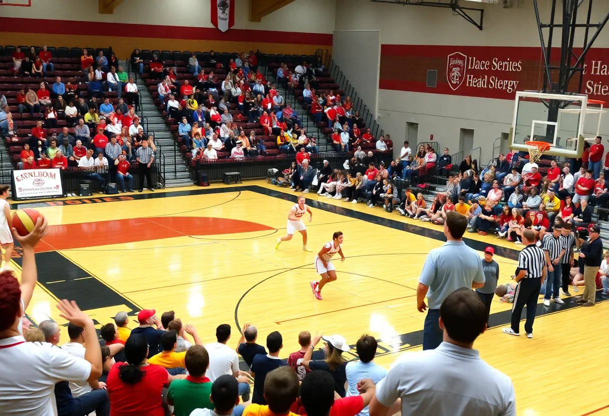 Central York High School basketball game with fans cheering