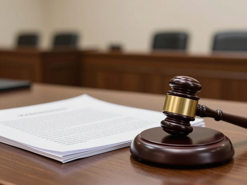 Illustration of a courtroom representing legal challenges in academia.