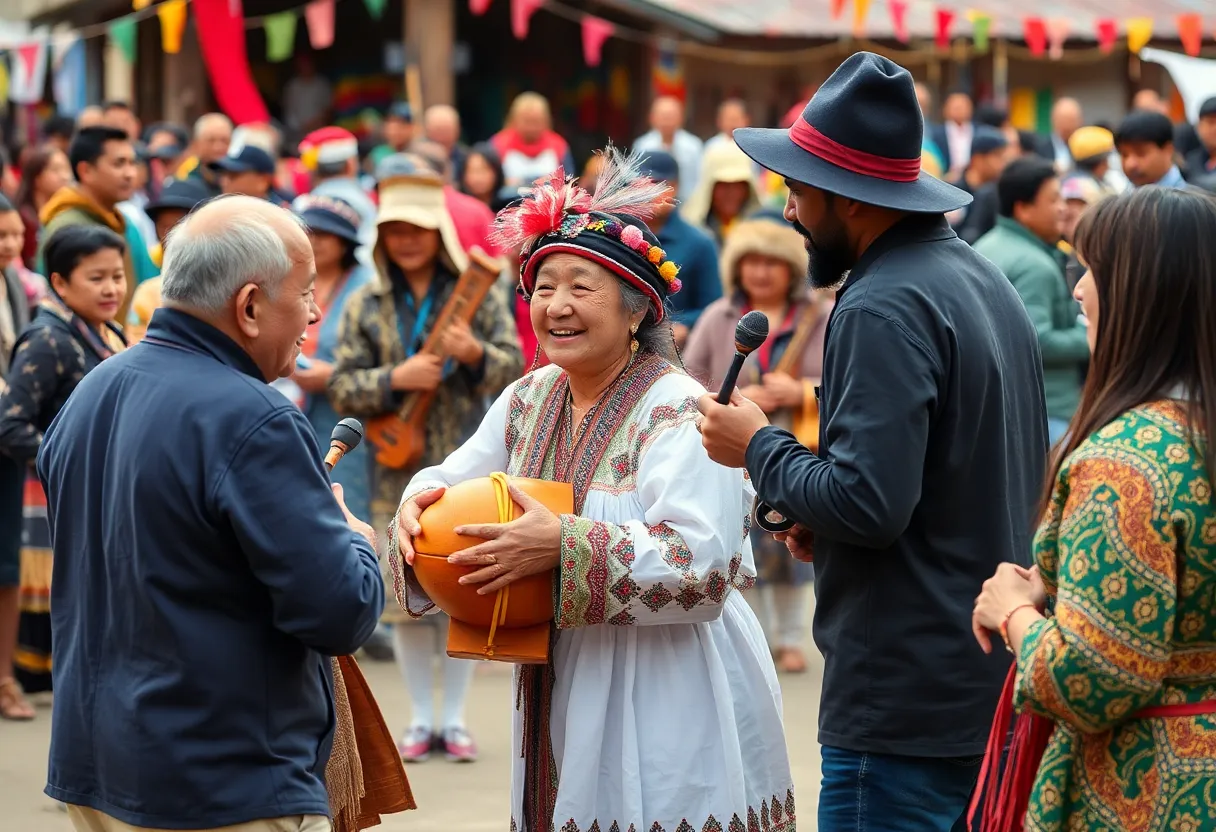 Community members participating in a cultural celebration in Benin.