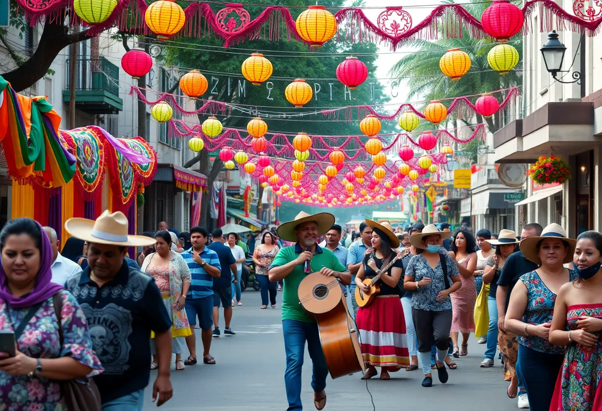 Scene from El Carnaval de Puebla showcasing vibrant celebrations and community members.