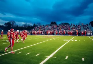 Easton and Parkland high school football players during a game
