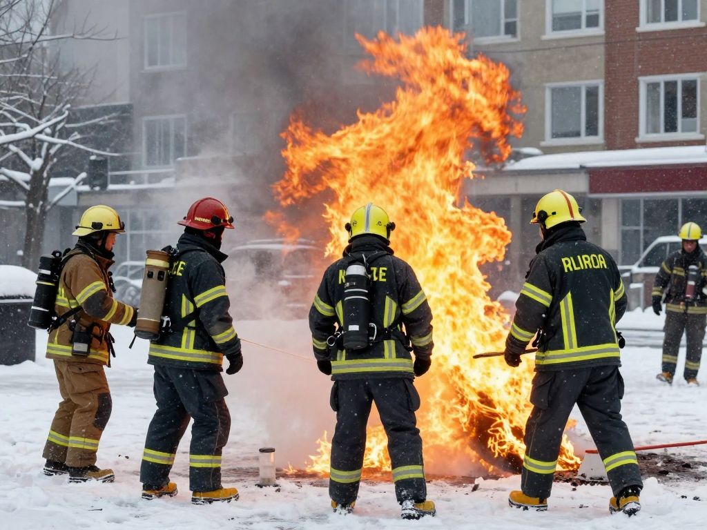 Firefighters responding to fires in cold weather