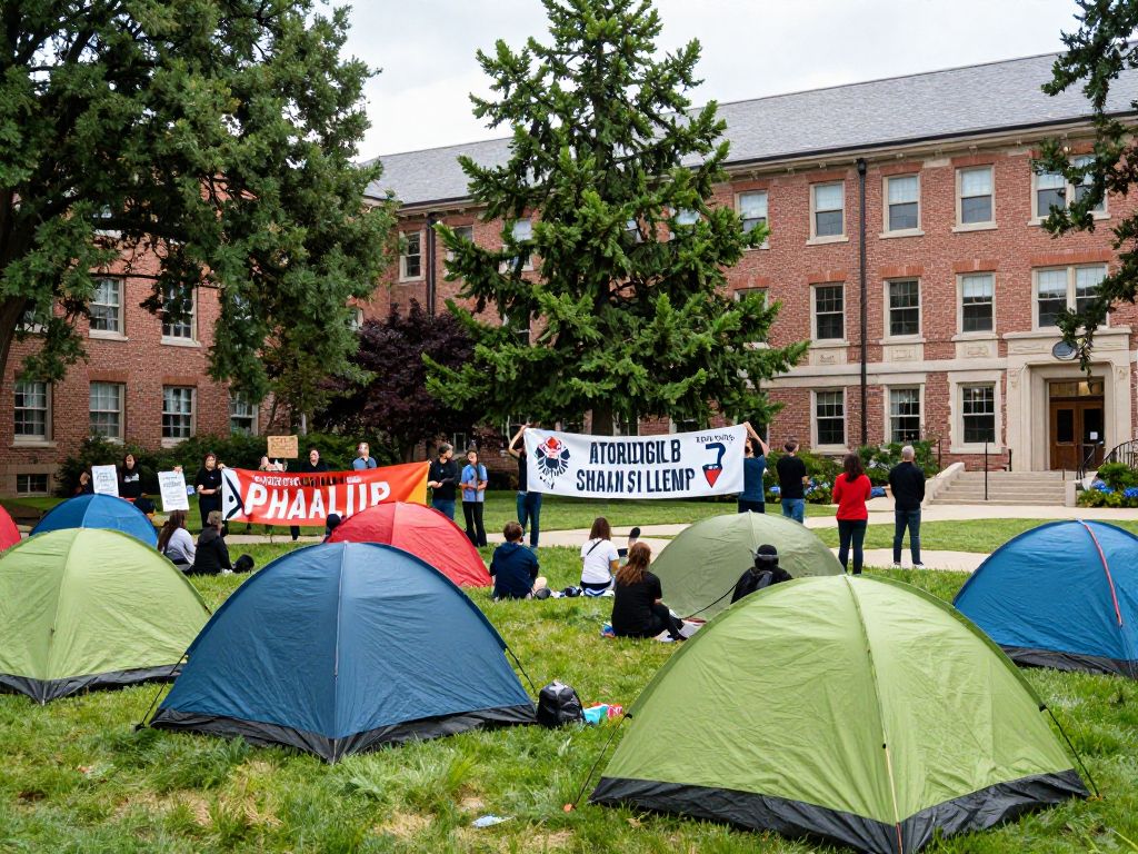 Students protesting for Gaza solidarity on campus