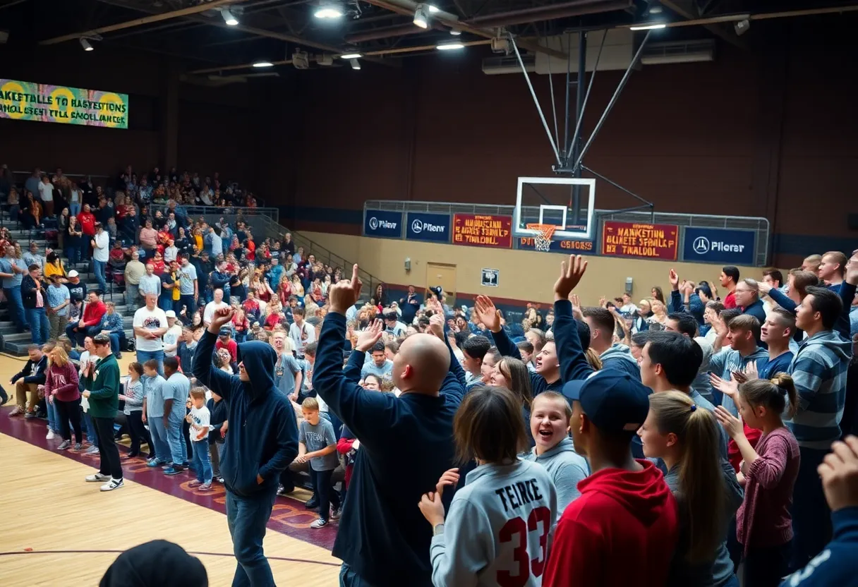 View of the basketball court filled with enthusiastic fans during the GAZELLE vs Wolves game