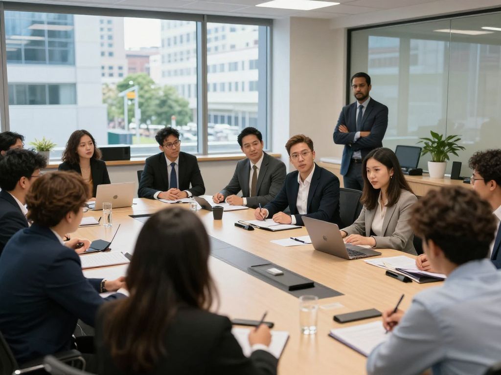 A group of young leaders in a meeting focused on community initiatives.
