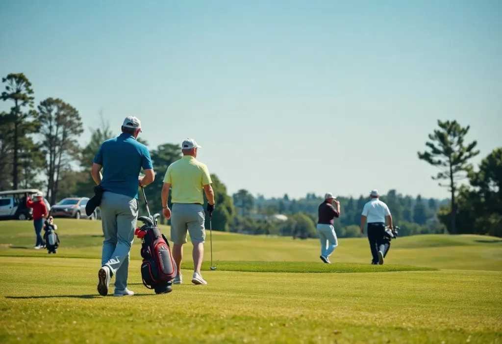 A golfer arriving at a golf course with delivered clubs