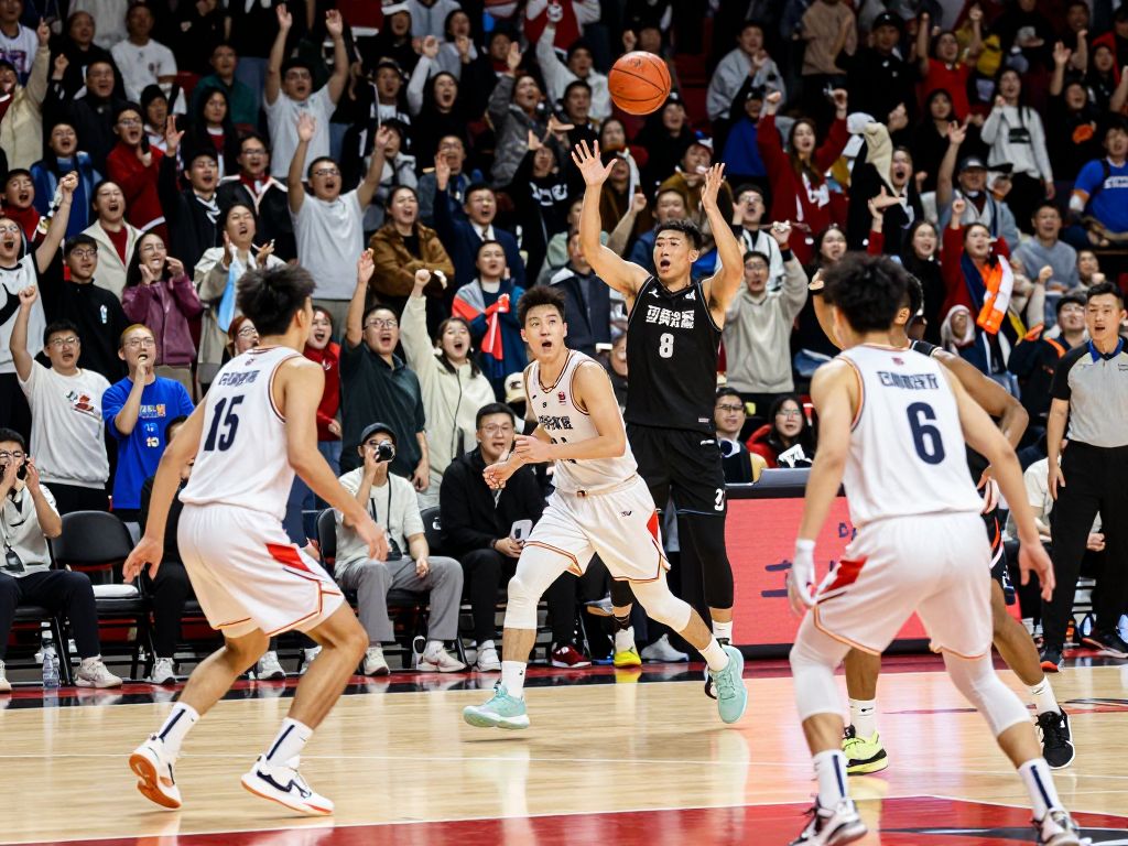 Players competing in a college basketball game between Hofstra and Drexel