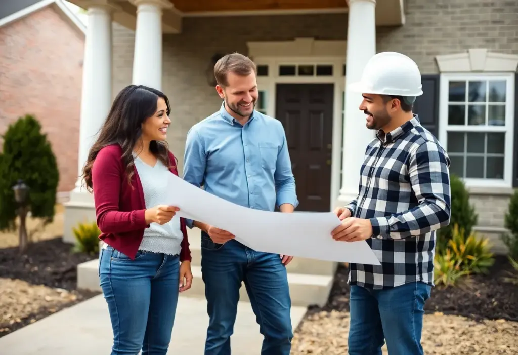 Family discussing home building plans with builder in Philadelphia