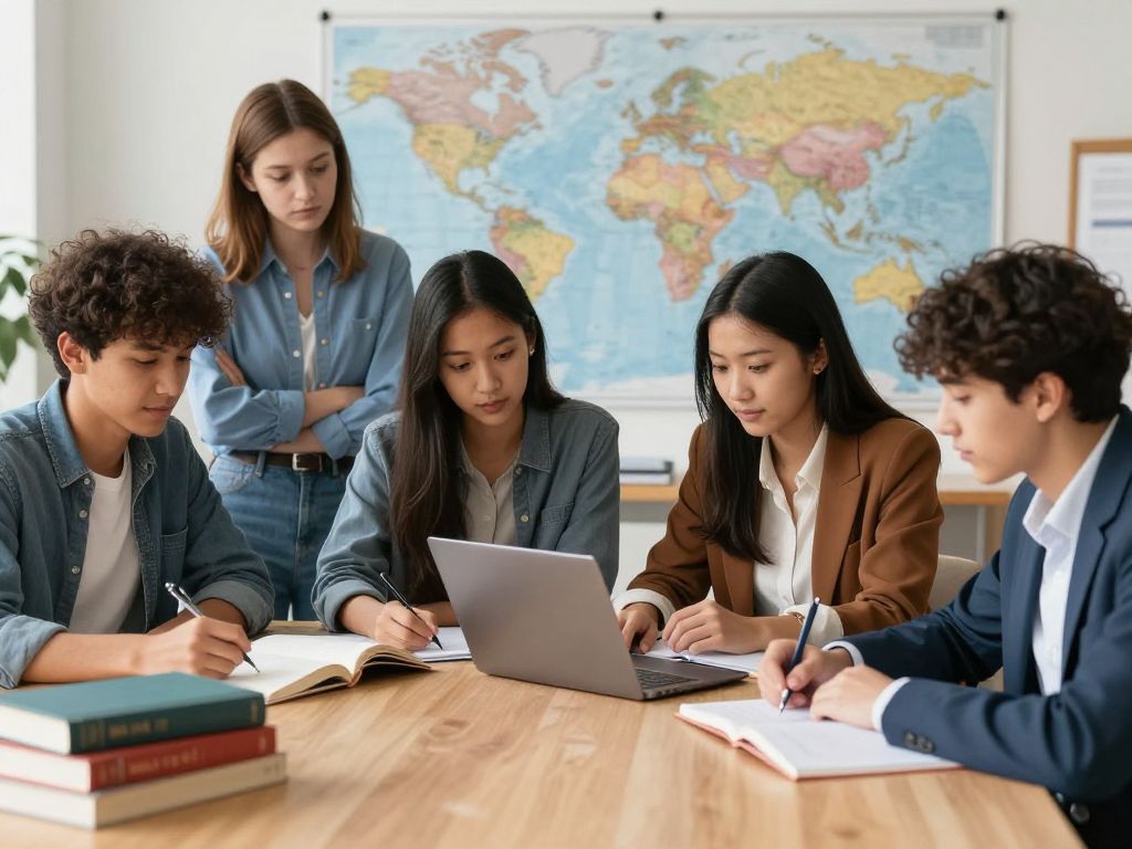 Students collaborating on their Huntsman Program applications