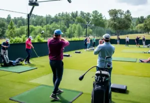 Golfers practicing at Imagen Golf facility in Langhorne, Pennsylvania