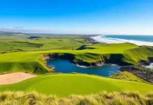 Golf player on an Irish coastal golf course