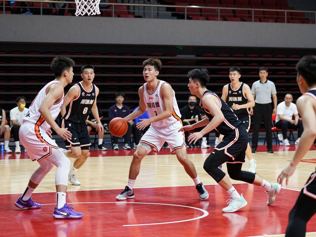 La Salle Explorers basketball players in action during the game against Rhode Island.
