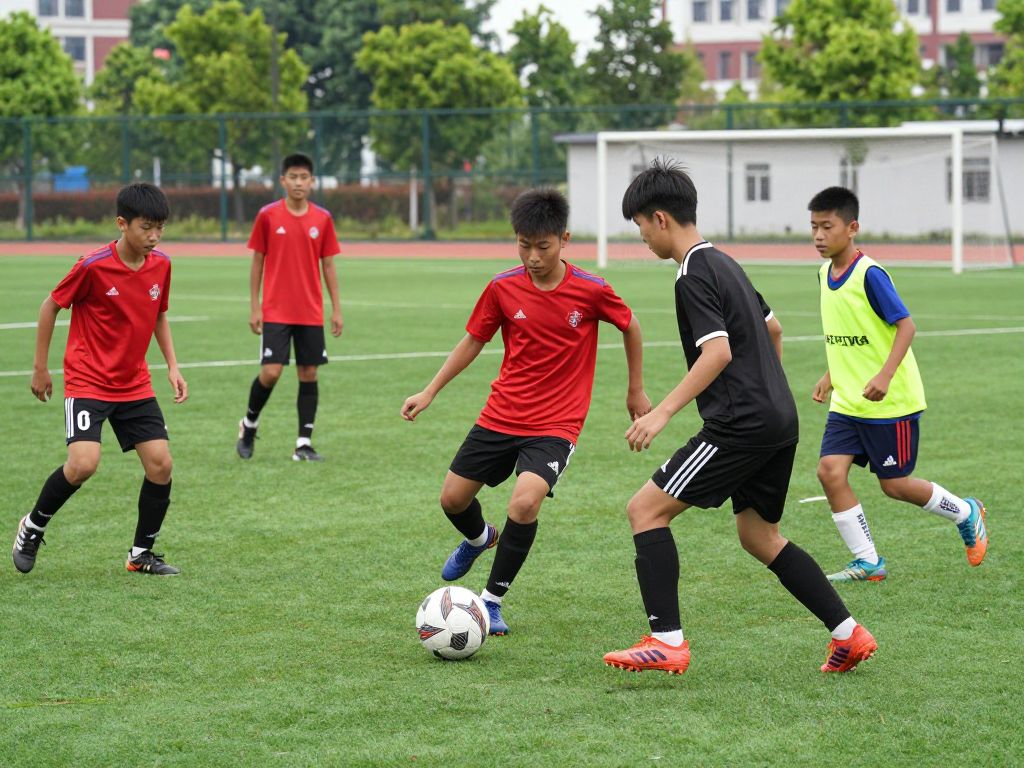 Young athletes participating in a soccer training camp at the University of Pennsylvania.