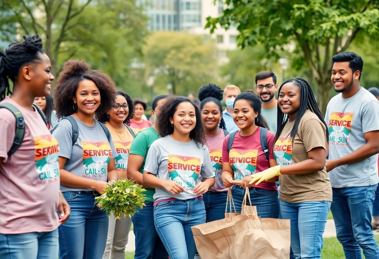 Volunteers participating in community service for MLK Day
