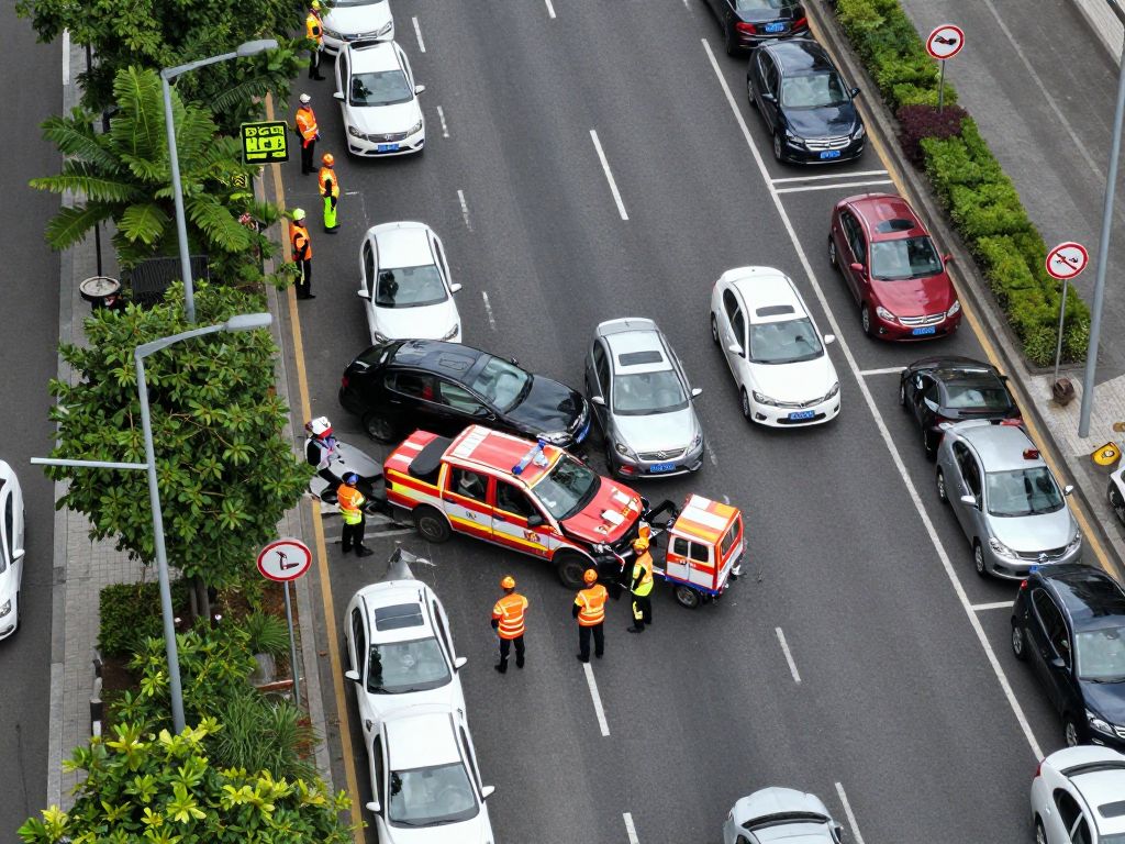 First responders at the scene of a multi-vehicle crash on Roosevelt Boulevard