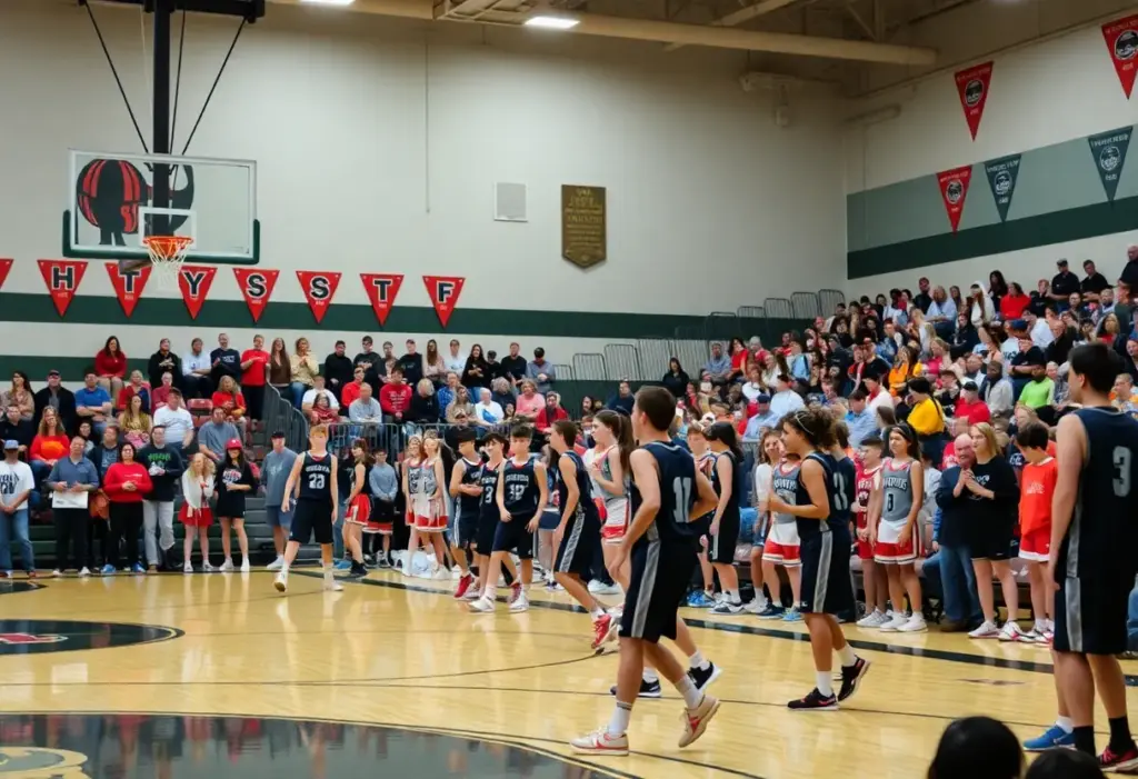 Nazareth High School boys' basketball team celebrating Senior Night