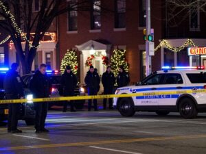 Police at a shooting incident scene in North Philadelphia during the holidays.