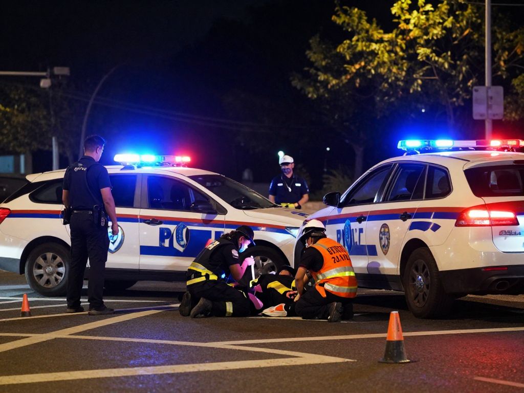 Scene of a police crash in North Philadelphia with emergency responders.