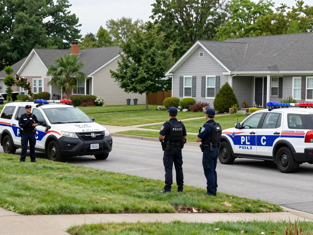Police vehicles at the scene of a standoff in North Whitehall Township
