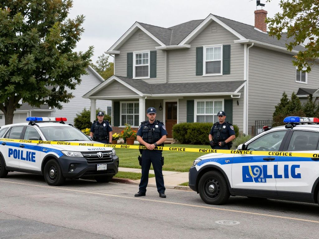 Police responding to an incident in Northampton Township, with caution tape around the house.