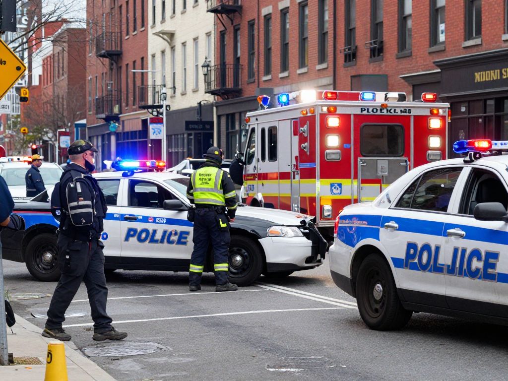 Emergency responders at the scene of an accident in Northeast Philadelphia.