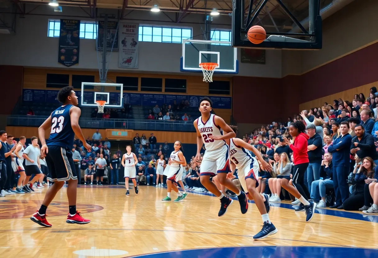 Overbrook Panthers competing in a high school basketball game