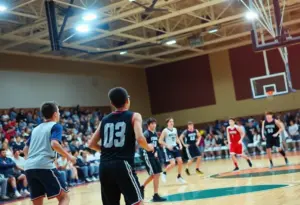 Overbrook Panthers competing against West Philadelphia Speedboys in a basketball match.