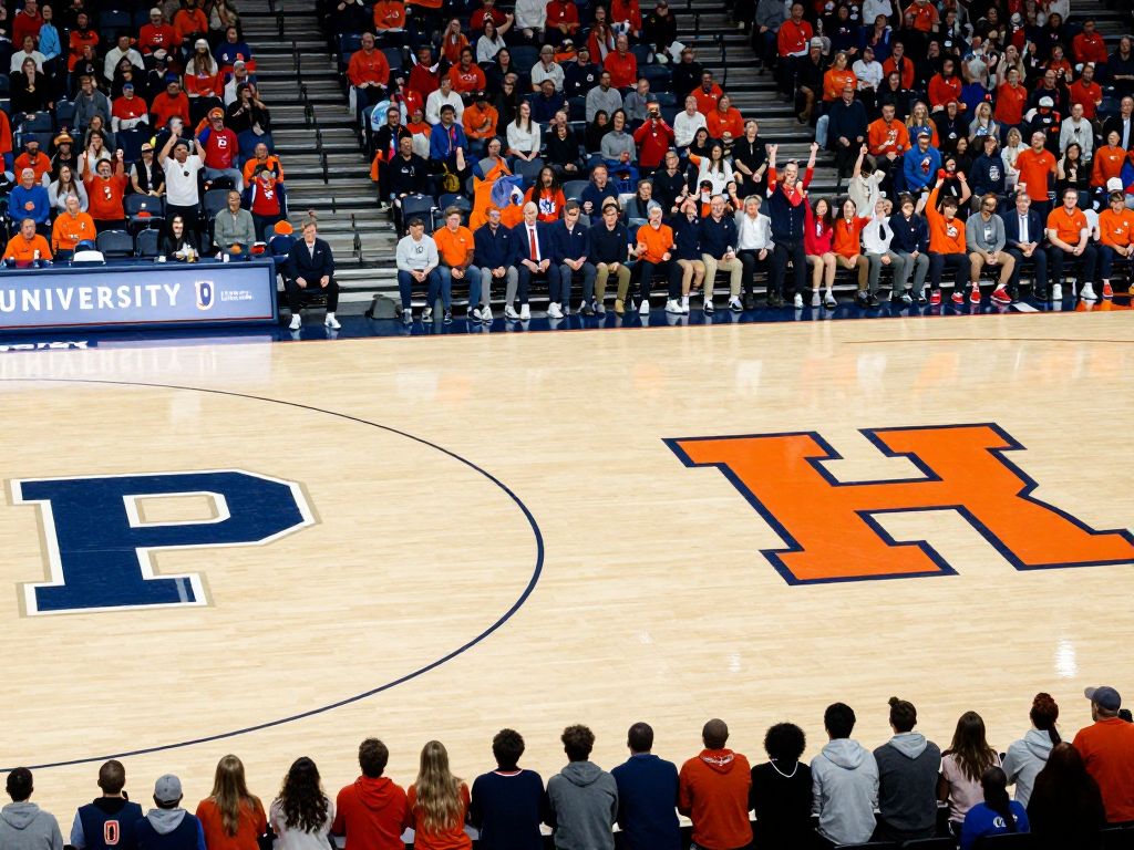 Crowd cheering at University of Pennsylvania basketball game against Princeton