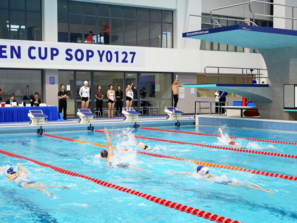 Penn women's swimming and diving team competing at Senior Day