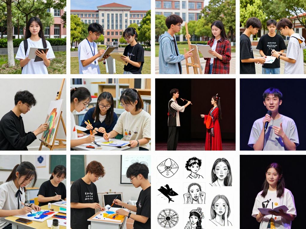 Students in various art classes at PennWest University