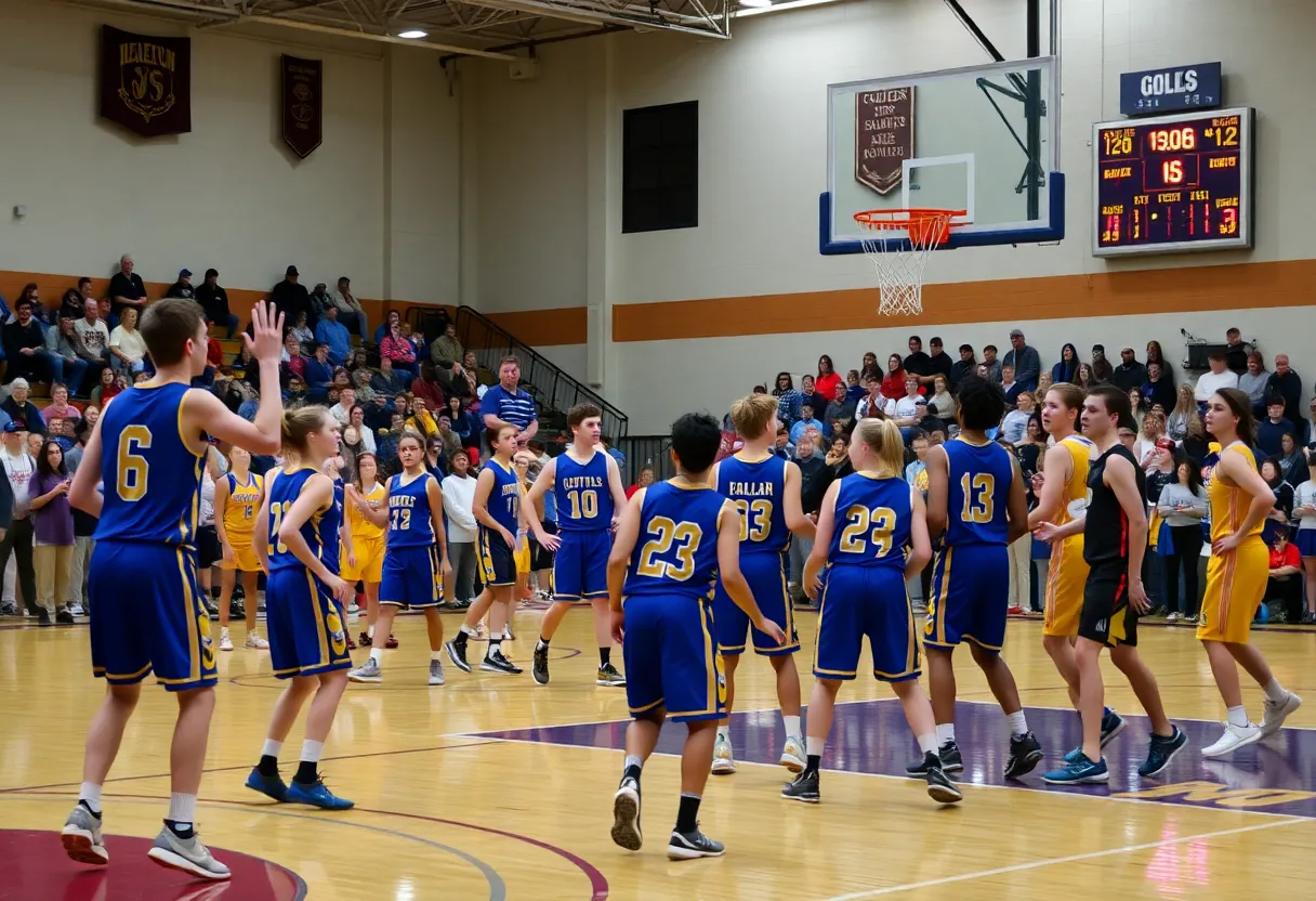 Philadelphia Academy Charter basketball team in action during a game