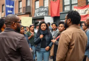 Residents engaging at the Black Panther Party event in Philadelphia
