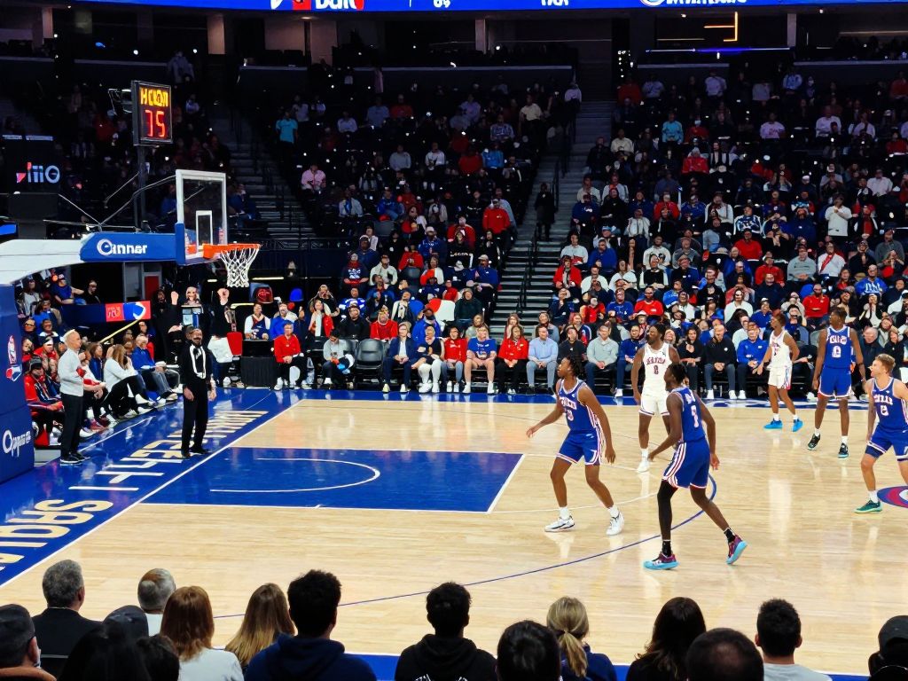 Crowd cheering at a Philadelphia college basketball game