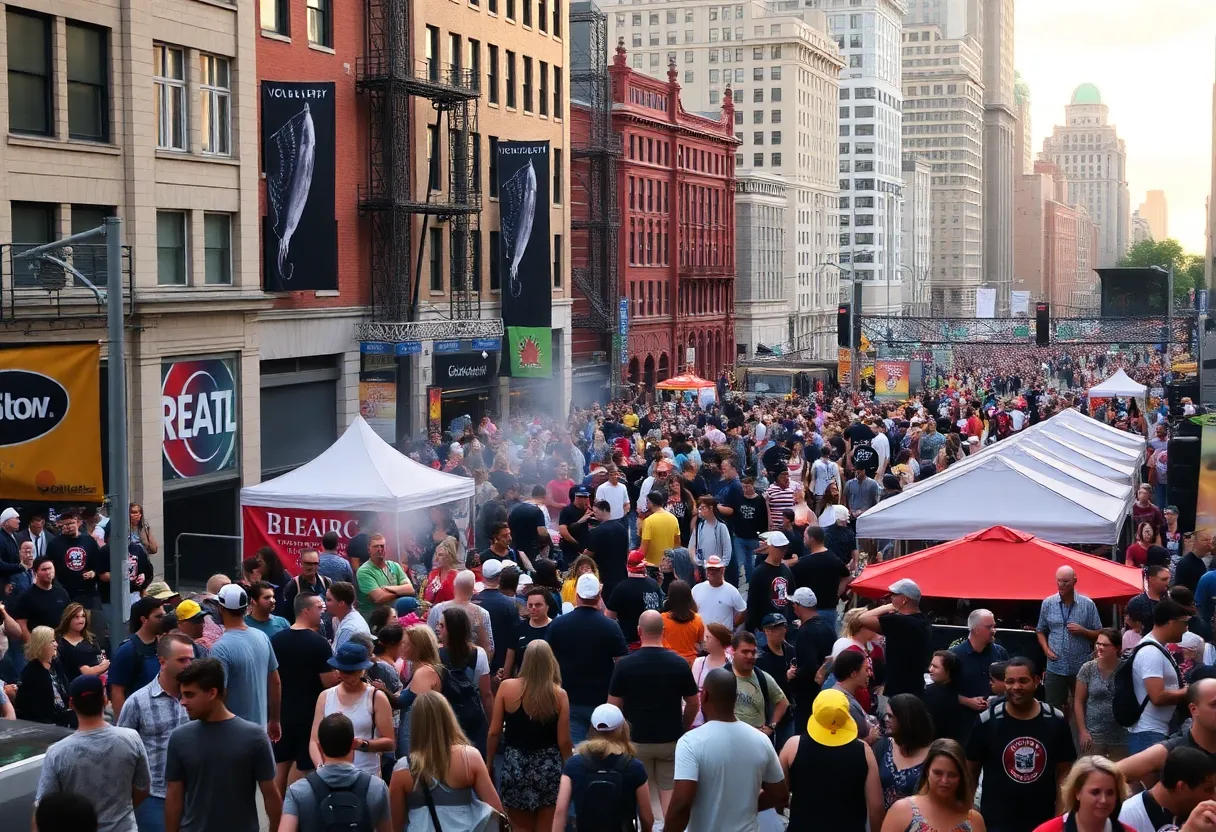 Crowd enjoying various events in Philadelphia
